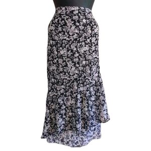 RQT Vintage Skirt Sz 10P Y2K Semi Sheer Floral Romantic Feminine Modest Ruffle